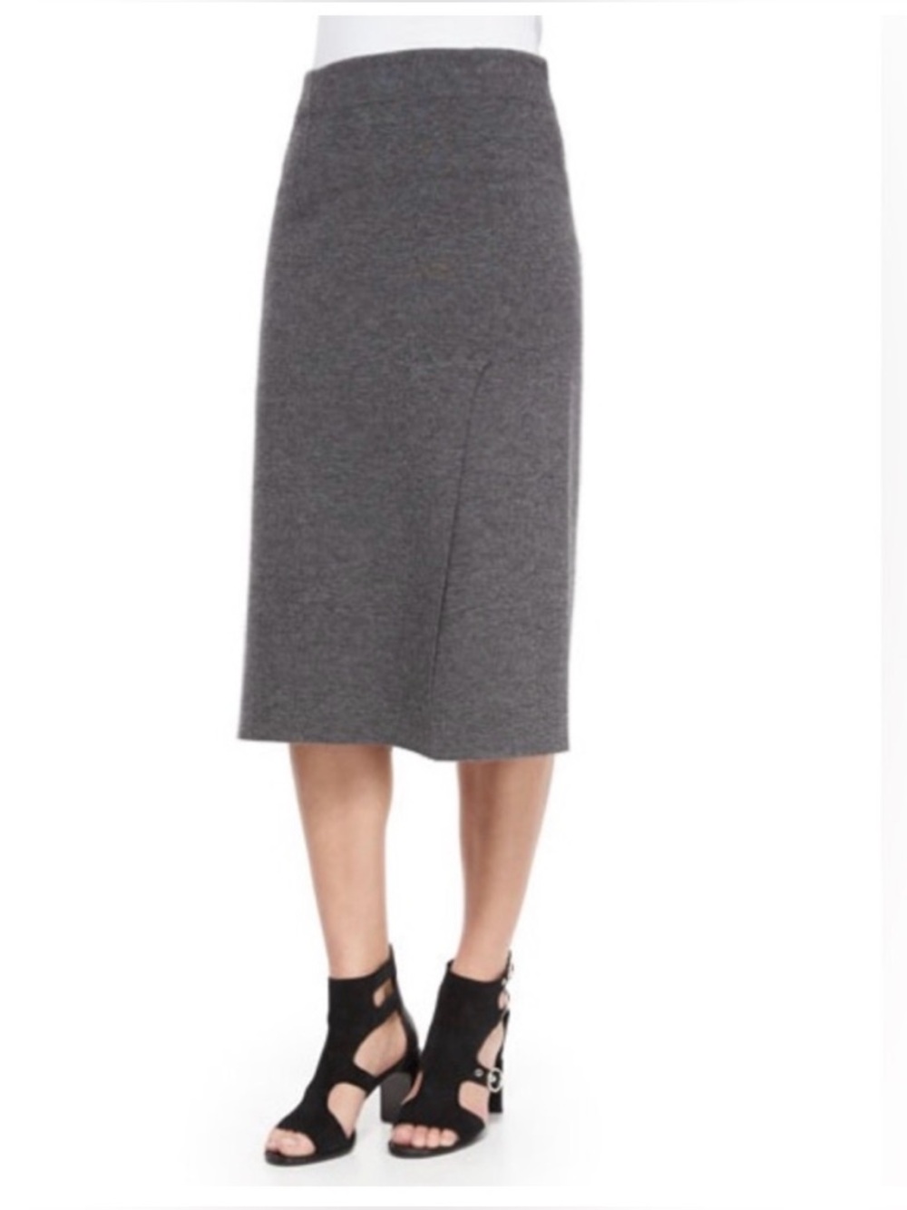 Rag & Bone Alanna Skirt Grey Knit Wool Blend MIDI Knee Length Skirt Large